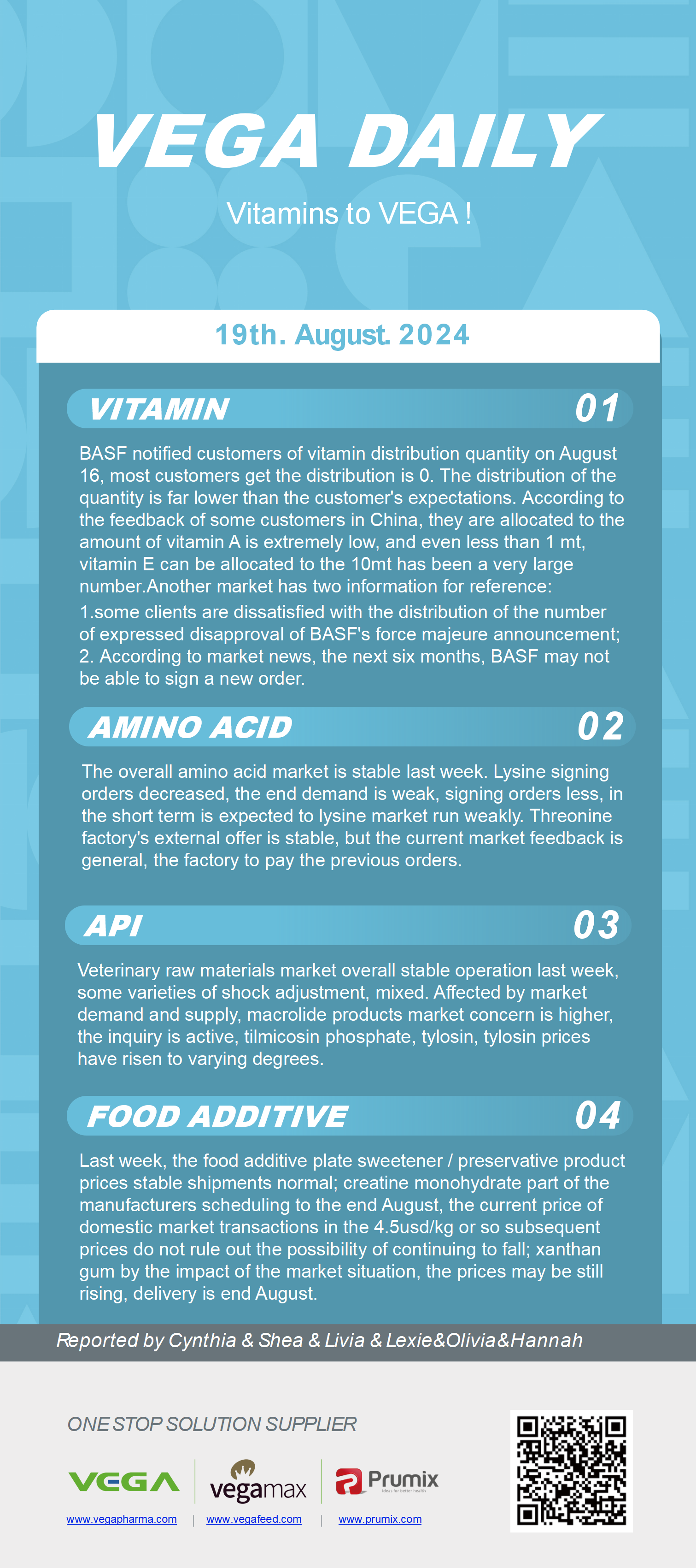 Vega Daily Dated on Aug 19th 2024 Vitamin Amino Acid APl Food Additives.png